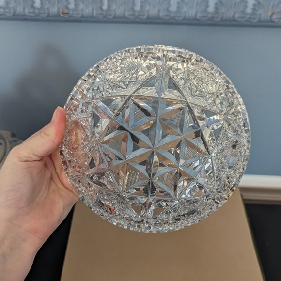 Vintage Set Ornate Heavy Cut Crystal Bowl and Dish - Picture 4 of 7